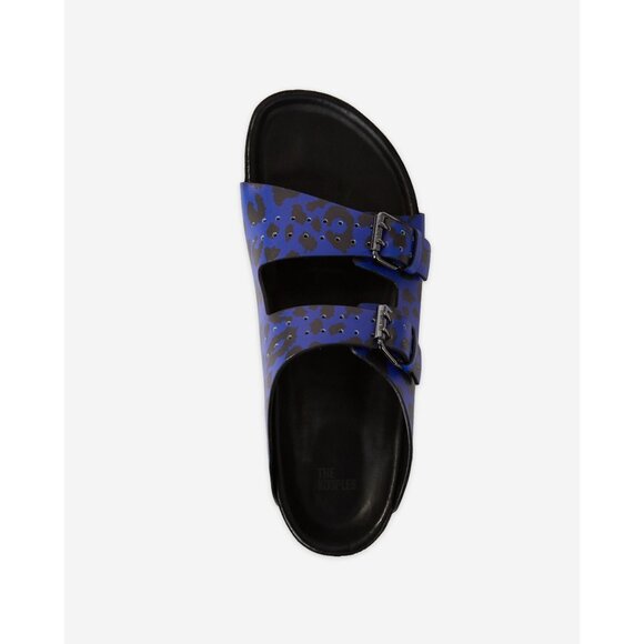The Kooples Blue Leopard Leather Parisian Buckle Style Sandals Size 43 US Mens 9 - Picture 7 of 16